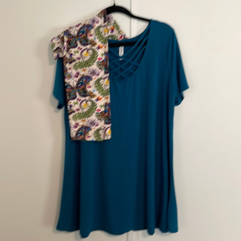 Tunic top with Leggins Teal Color